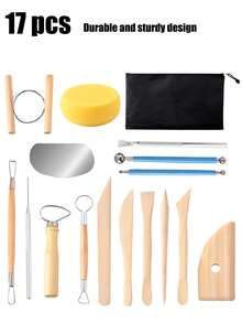 陶艺工具套装，陶艺工具，工具套装，陶艺聚合物粘土工具，陶瓷工具，带点彩工具的粘土雕塑工具，用于造型、打磨、清洁、雕刻、塑形和雕塑的造型粘土 - 彩色 - 查看 11