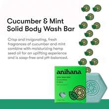ANIHANA Body Wash Bar With Coconut Oil And Hemp Seed Oil, Soap Free, Moisturizing, Gentle, Soft Skin Care, Refreshing Cucumber &Amp; Mint Scent 2.8 Oz - Màu A - Xem 2