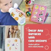 100PC Cute Stickers For Kids, Animal Large Stickers For Kids Waterproof Dishwasher  Stickers Packs Vinyl Assorted Sticker Bulk For Girls, Boys, Teens - 可愛貼紙 100 張 - 查看 6