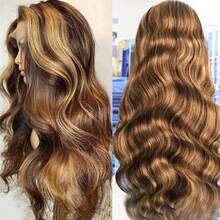 26 Inch Honey Blonde Lace Front Wig Human Hair 13x4Transparent Lace Highlight Ombre Lace Front Wigs Highlight P4/27 Body Wave Lace Front Wigs Human Hair Pre Plucked 4/27 HD Lace Frontal Wig - SP4/27 - 查看 5
