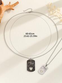 ATLVXJL 2件套夜光情侣/友情心形吊坠项链套装，休闲饰品，适合日常佩戴和节日礼物 - 彩色 - 查看 11