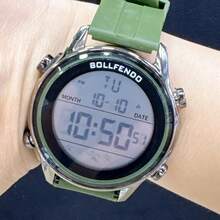Men's Digital Watch With Digital Display Showing Time, Date, Day Of The Week, And Stopwatch Function, Available In Four Colors. 47 Mm Case. - Verde militar - Ver 2