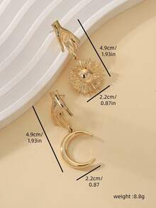 1 par de pendientes asimétricos de estilo bohemio, adecuados para el uso diario de las mujeres - Amarillo Oro - Ver 4