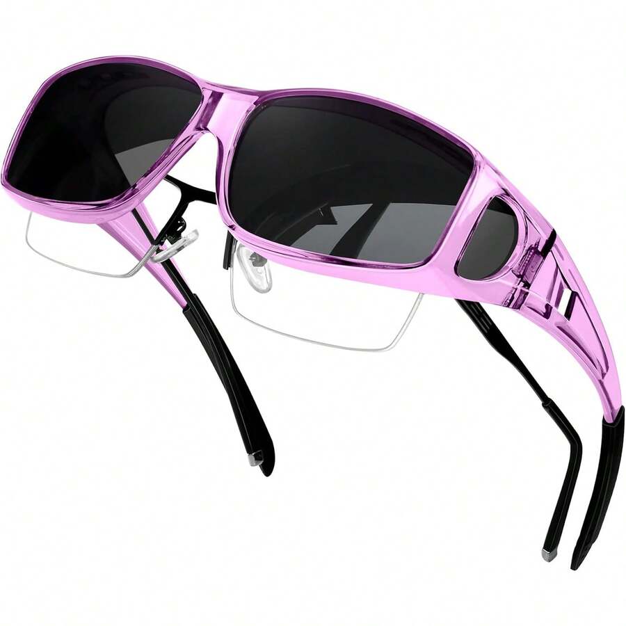 ¡RecomendadoKANASTAL Sobrepuestos Lentes de Sol Polarizados Sobreponer Hombre Mujer UV400 Protección Lateral Gafas Envolventes Rectangulares sobre Anteojos Sunglasses Fit Over Glasses¡Top de Temporada - A7 - Punto de referencia de dirección transparente - Ver 1