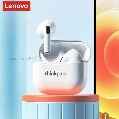 Lenovo 联想LP40真无线蓝牙耳机，高品质蓝牙耳机，具备双通道降噪、低音控制、触控功能、超长续航，联想原装耳机