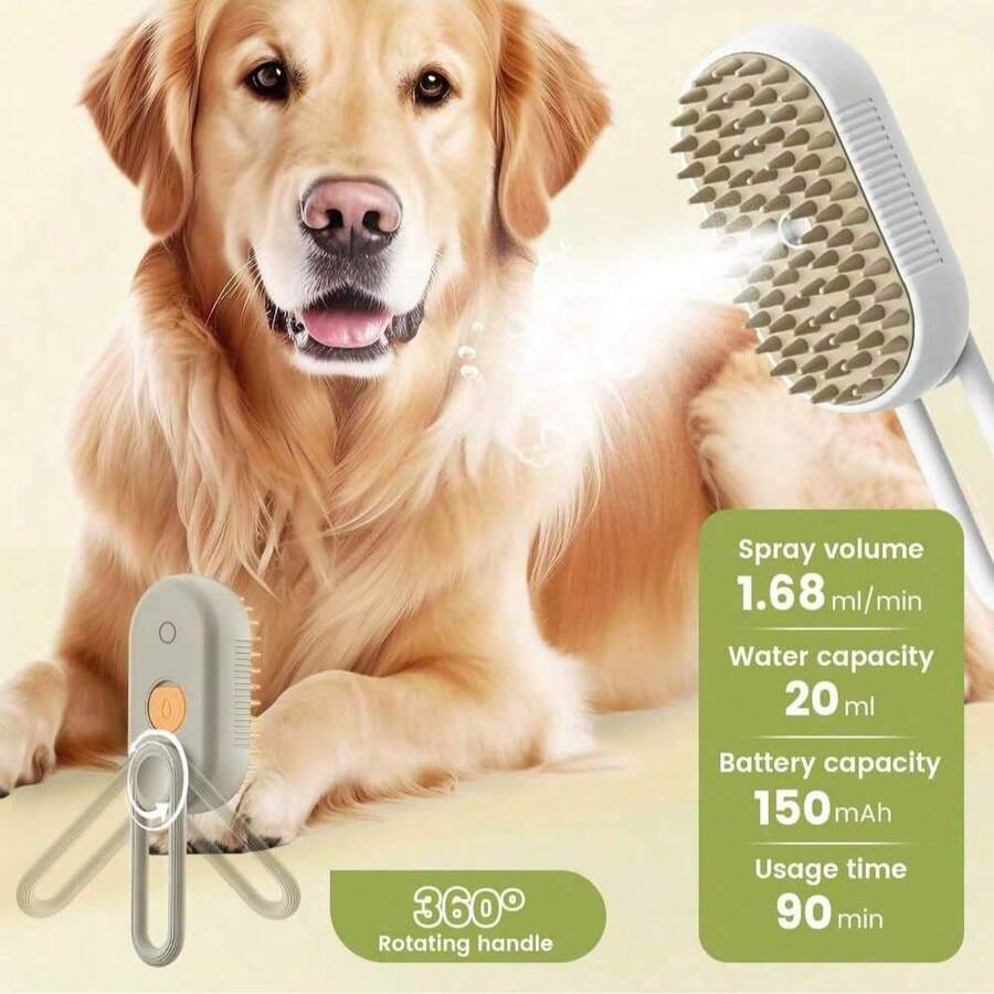 4-In-1 Pet Cat Dog Steam Brush For Massage, Cleaning, Shedding And Combing, Effective Fur Removal, One-Key Grooming, Anti-Static, USB Rechargeable, Pet Grooming Massage Comb, Water Spray Pet Massage Brush