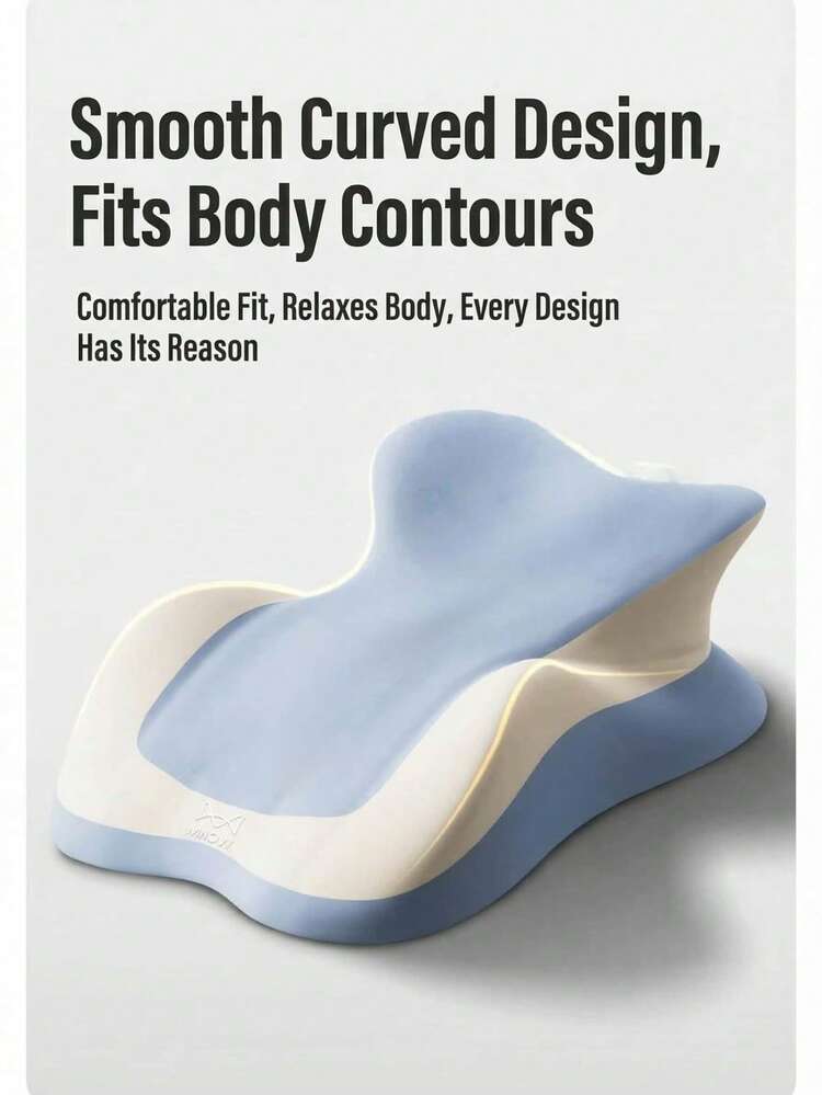 Multi-Functional Lumbar Support Pillow, Comfortable Sleeping Cushion For Adults, Suitable For Bedroom, Dorm, Reading - Blue - View 4