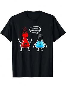 Camiseta divertida con gráfico de nerd de química para mujer, camiseta informal con diseño de agujero negro sobrereacting, ropa de cuello redondo - Negro - Ver 6