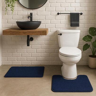 Kit Tapetes de Banheiro Chenile Soft Confort – Antiderrapante - 2 Peças