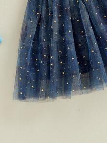Vestido de verano sin mangas para niñas pequeñas, con lentejuelas, tirantes anchos, en capas de tul, informal, de princesa, bonito, para uso diario, ideal para niñas de 6 meses a 3 años. - Azul - Ver 8