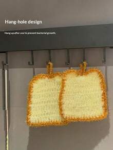 1pc Creative Bread-Shaped Dishcloth, Thickened, Non-Abrasive, Grease-Removing, Handwoven, Suitable For Kitchen, Dishwashing, Cleaning, Essential Dishcloth - Multicolor - View 8