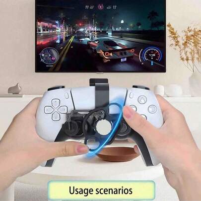 1pc Black ABS Material Arikroii Mini Steering Wheel, Lightweight And Portable, Wide Control Range, Smooth Rotation, Compatible With PS5 Controller Racing Game Accessories, No Battery Required (Please Ensure The Components Are Properly Secured When Installing This Product)