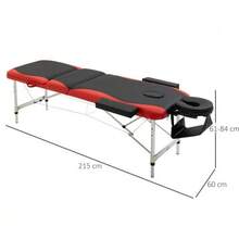 Foldable Massage Table With Height-Adjustable Headrest, 215 X 60 X 61-84 Cm, Aluminum & Foam, Ideal For Cosmetics - Black - View 2