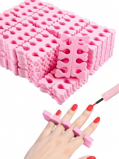 100 piezas Separadores de dedos y dedos de los pies para arte de uñas, separadores de espuma rosa con diseño de corazón, adecuados para manicura, pedicura y arte de uñas, accesorio de esmalte de uñas inodoro, separadores de dedos de esponja cómodos, regalo de vuelta a la escuela, suministros de uñas, herramientas de uñas - 10/50/100 piezas