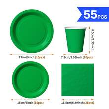 Green Disposable Plates, Napkins, Cups - 10 Guest Party Supplies Set, Suitable For Birthday, Wedding, Theme Party, Family Picnic - Multicolor - View 2