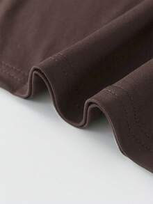 字母和人脸印花休闲大码圆领短袖T恤，适合夏季度假、母亲节礼物、日常穿着、外出、节日、海滩、派对、生日、聚会、学校、音乐节、假期、通勤、健身、春季上衣、女士夏季服装、女士度假服装、海滩服装、度假服装 - 咖啡棕 - 查看 4