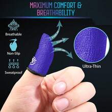 Finger Sleeves 6-Pcs,Ultra-Thin Carbon Fiber,Anti-Sweat & Anti-Slip,Universal For All Phones & Tablets - 霓虹核 - 查看 6