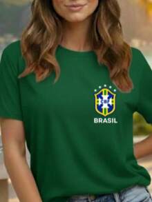 Women's Unisex Shirt, Ideal For The 2026 World Cup, Brazil Game, Lightweight And Comfortable, 100% Cotton T-Shirt. - 綠色 - 查看 2