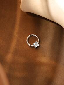 EleRunis 1件 莫桑石水钻 925纯银花朵不对称平底耳骨螺旋穿刺耳环 精致首饰 适合日常佩戴 婚礼派对 订婚 周年纪念 情人节 - 銀色 - 查看 7