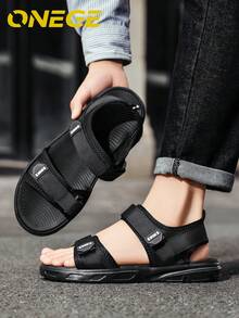 1 Pair Men's Summer Minimalist Lightweight Breathable Sandals, Non-Slip Outdoor Sports Wear-Resistant Fashion Shoes, Driver Beach Shoes - Black - View 11