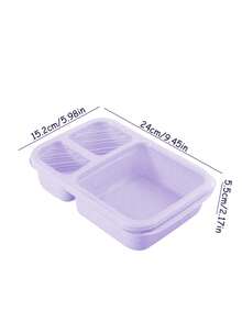 3-Compartment Bento Box With Lid, Leak-Proof Food Storage Container, Purple/Transparent Lid - Multicolor - View 2
