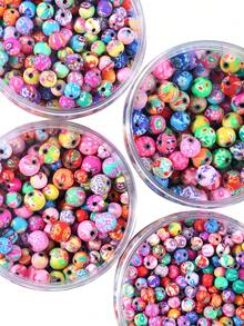 30/50/100颗圆形粘土珠，6/8/10毫米混合花纹聚合物隔珠，用于珠宝制作DIY手链吊坠项链 - 黏土珠 - 查看 1