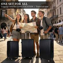 YSTYLE Ultra-Light And Spacious Hardside Trolley Suitcase, Side Combination Lock With TSA, 4 Wheels For Easy Transport - Black - View 2