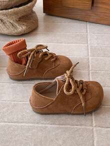 1 Pair Girls' Retro Fashion Sneakers, Minimalist Versatile Casual Shoes, Princess Style Anti-Slip Wear-Resistant Toddler Shoes, Soft & Breathable Material, Suitable For 3-6 Years Old - Camel - View 5