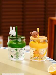 MIFFY 官方授权米菲兔印花玻璃杯 - 可爱的日本动漫兔子卡通饮水杯，家居及办公桌装饰，耐热饮料杯，适用于咖啡、茶、果汁，可爱美观的设计，完美的生日及节日礼物 - 彩色 - 查看 11