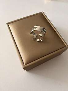 极简主义弧形几何开口戒指，小众设计，优雅百搭，高端珠宝 - 不規則戒指 - 查看 5