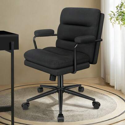 ALFORDSON Desk Chair, Makeup Chair With Wheels, Upholstered Home Office Chair For Girls And Women, Medium Height Swivel Computer Chair For Living Room And Bedroom