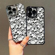 1 Stück, Vollbildschädelmuster, einfache stilvolle quadratische Handyhülle für iPhone 11/12/13/14/15/17/Air/Pro/Plus/Pro Max und Galaxy S22/S223/S84/S25/Ultra/FE/EDGE. Geeignet als Geschenk für Freunde oder Valentinstagsgeschenke. - Verschiedenfarbig - Übersicht 1