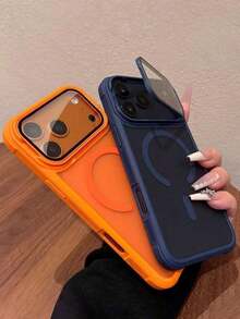 Luxury Lens Frame Magnetic Phone Case, Compatible With IPhone 17 Pro Max/17/16/15/14 Plus/13/12 Pro Max/11, Supports Wireless Charging, Shock-Resistant Armor Frame Transparent Protective Cover With Lens Glass - Màu xanh lam - Xem 5