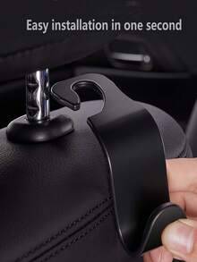 2/4pcs Car Seat Headrest Hanger Hooks, Hidden Car Seat Back Hooks, Multi-Functional Car Interior Storage Hooks, Plastic Car Hooks, Headrest Hanger, Car Seat Storage Hooks, Backseat Hooks, Headrest Hanger Rack - Black - View 4