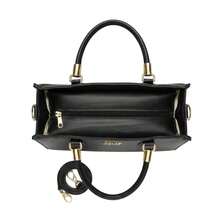 4 件装手提包挎包斜挎包零钱包，女士最佳工作包绗缝细节包套装，女包套装，书包套装，大容量，便携，商务休闲，适合少女女大学生，非常适合返校、大学、中学、高中、工作、商务、通勤 - 黑色 - 查看 5