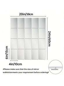 16 piezas de espejos cuadrados de acrílico DIY, pegatinas de espejo de pared autoadhesivas y removibles de plata moderna, adecuadas para sala de estar, comedor, dormitorio, baño, fiesta, decoración navideña - Plateado - Ver 21