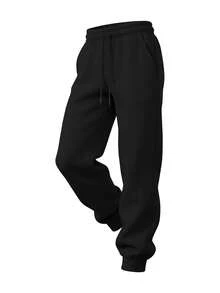 Men's Solid Color Drawstring Jogging Pants, Suitable For Outdoor Sports And Fitness In Any Season, Men's Casual Versatile Drawstring Pants | Boyfriend Gifts, And Easter Gifts. - 黑色 - 查看 3