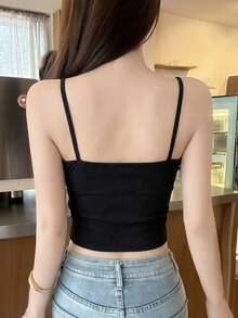 1pc Women's Tube Top Camisole, Sleeveless Layering Top For Spring & Summer - Black - View 2