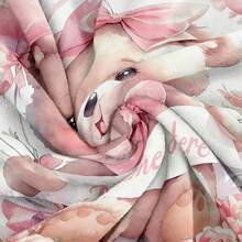 1pc Customizable Teddy Bear Themed Blanket, Watercolor Painting Style With Cute Pink Bear, Bow, Rose And Floral Elements, Made Of Knitted Flannel Fabric With Digital Printing, Comfortable And Warm For All Seasons, Suitable For Sofa, Bed, Travel, Camping, Office - Easy Care, Great For Resting, Camping And Travel - 彩色 - 查看 10