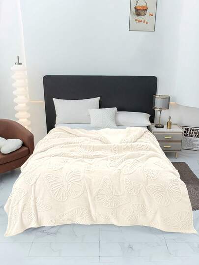 180*200 Cm Butterfly Jacquard Manta De Tafetán Ligero Confort Blanket Matrimonial, Ideal Para Usar Durante Las Cuatro Estaciones, Para Sofá, Cama Y Silla, Dormitorio U Oficina Lavable