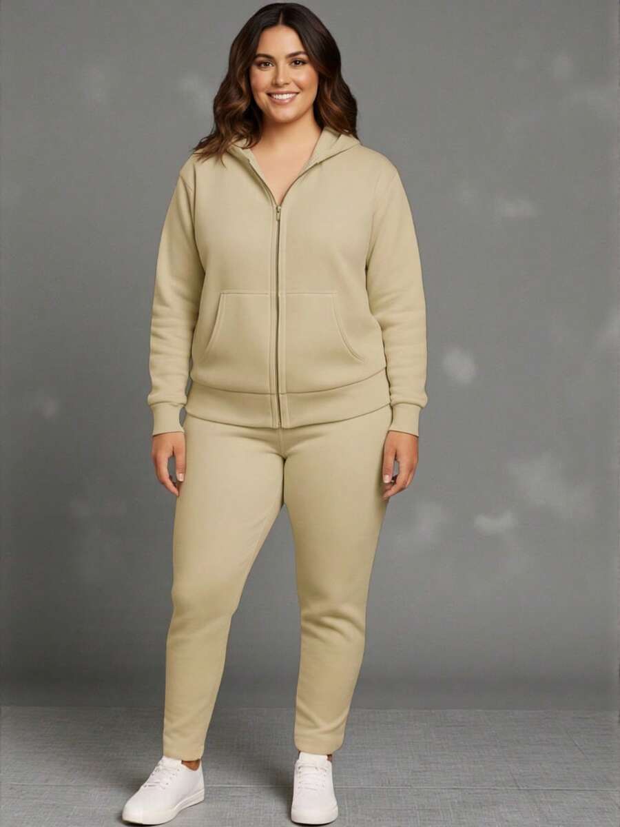 Plus Size Co-Ords - Light Beige - View 1
