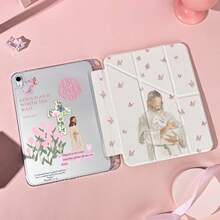 1个带笔槽的多角度磁吸支架保护套，支持自动休眠/唤醒功能，可爱平板电脑保护套，兼容Pro/Air/三星Galaxy A9/S9/S7/S10+/小米Pad/5/6/7 - 彩色 - 查看 1