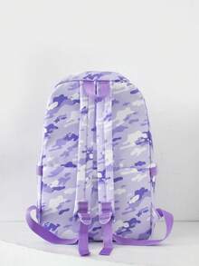 Conjunto de 3 piezas de mochila con efecto tie-dye, estilo unisex de alta gama, gran capacidad, ligero y transpirable, adecuado para diversas ocasiones - Morado - Ver 3