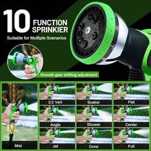 LOVFEN 25/50/75/100FT Braided Garden Hose Set With 10-Function Adjustable Spray Nozzle, Lightweight Flexible Water Hose For Outdoor Garden Irrigation, Patio & Car Cleaning. - Màu xanh lá - Xem 5