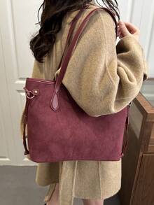 Bolso de estilo moderno y elegante de alta gama con gran capacidad para el uso diario y el transporte, modelo nuevo 2026 para mujeres - Rojo - Ver 8