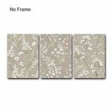 Set di 3 stampe botaniche da parete, stampe beige neutre, decorazione attenuata, stampe di fiori bianchi antichi, decorazione floreale rustica, decorazione per la casa, decorazione da parete, senza cornice - fiore - Visualizzare 14