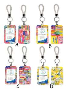 1pc ABS Food Series Lemon & Sardine Pattern Fashion Personalized Cartoon Pull-Type Card Clip Keychain Bag Pendant, Student Wristband Card Clip, Women Student Card Clip, ID Bus Protection Case, Student Campus Card Protection Case - Multicolor - View 1