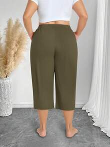 3-Pack Women's Plus Size Capri Sweatpants - Loose Cropped Yoga Lounge Pajama Pants With Pockets, Summer Casual Comfort - Xám đậm + xanh quân đội + kaki - Xem 7