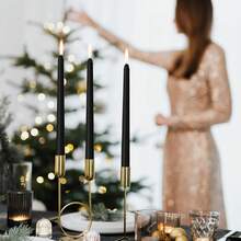 4 Pack 10-Inch White Taper Candles Dripless Smokeless Unscented 8-Hour Long Burning Hand-Poured Tall Candlesticks Ideal For Weddings Dinner Parties Home Decor Tabletop Candles For Special Occasions - Black - View 4