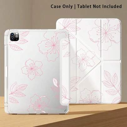 5-Petal Flower Pattern Acrylic Crystal Shell Suitable For Honor, Apple Tablets. Anti-Bending, Reinforced Silicone Edges, Auto Wake/Sleep Function, Built-In Pen Slot, Multi-Angle Foldable Stand - Perfect Daily Protection, Ideal Gift